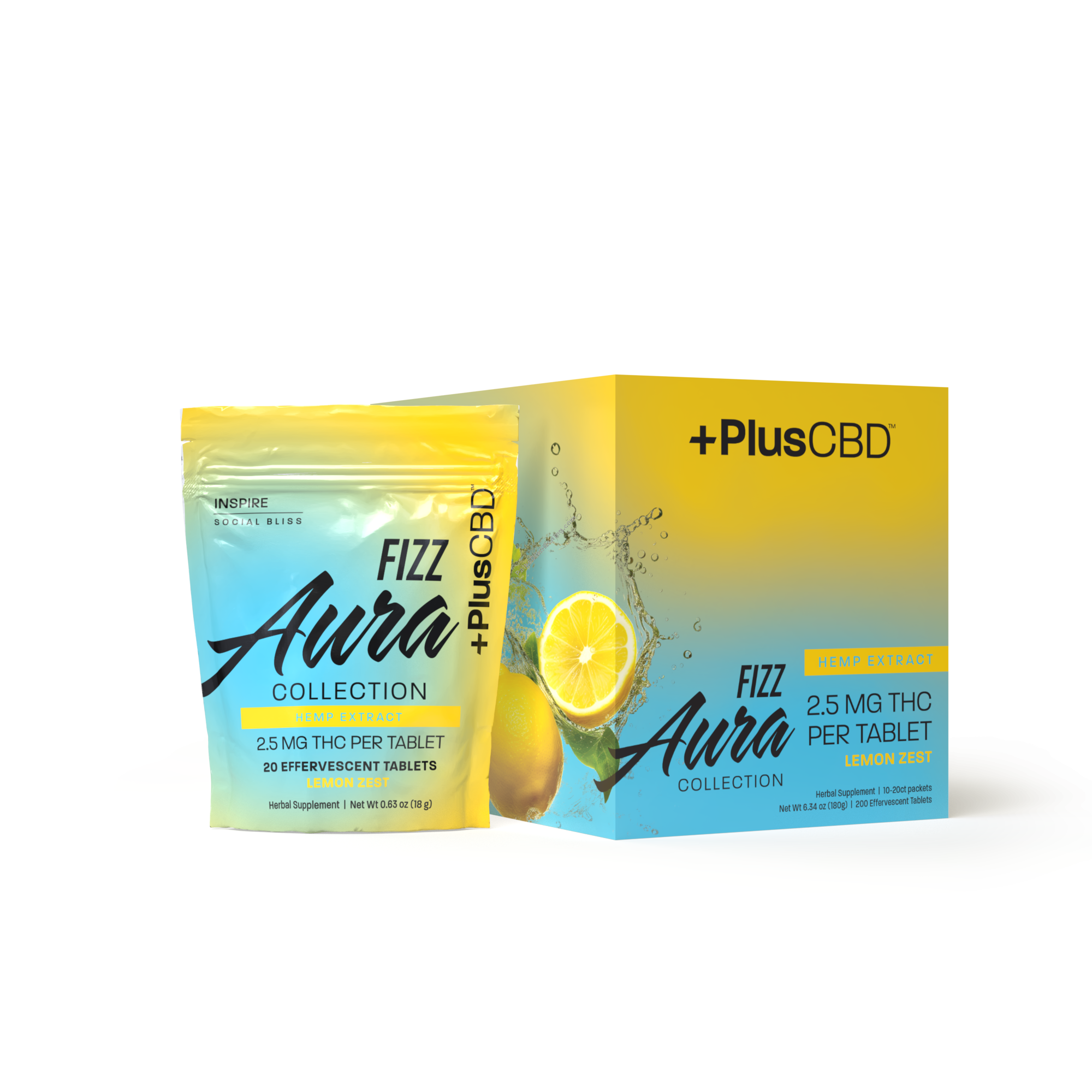 Product Image: Aura Fizz Effervescent 20ct Tablets THC 2.5mg Lemo