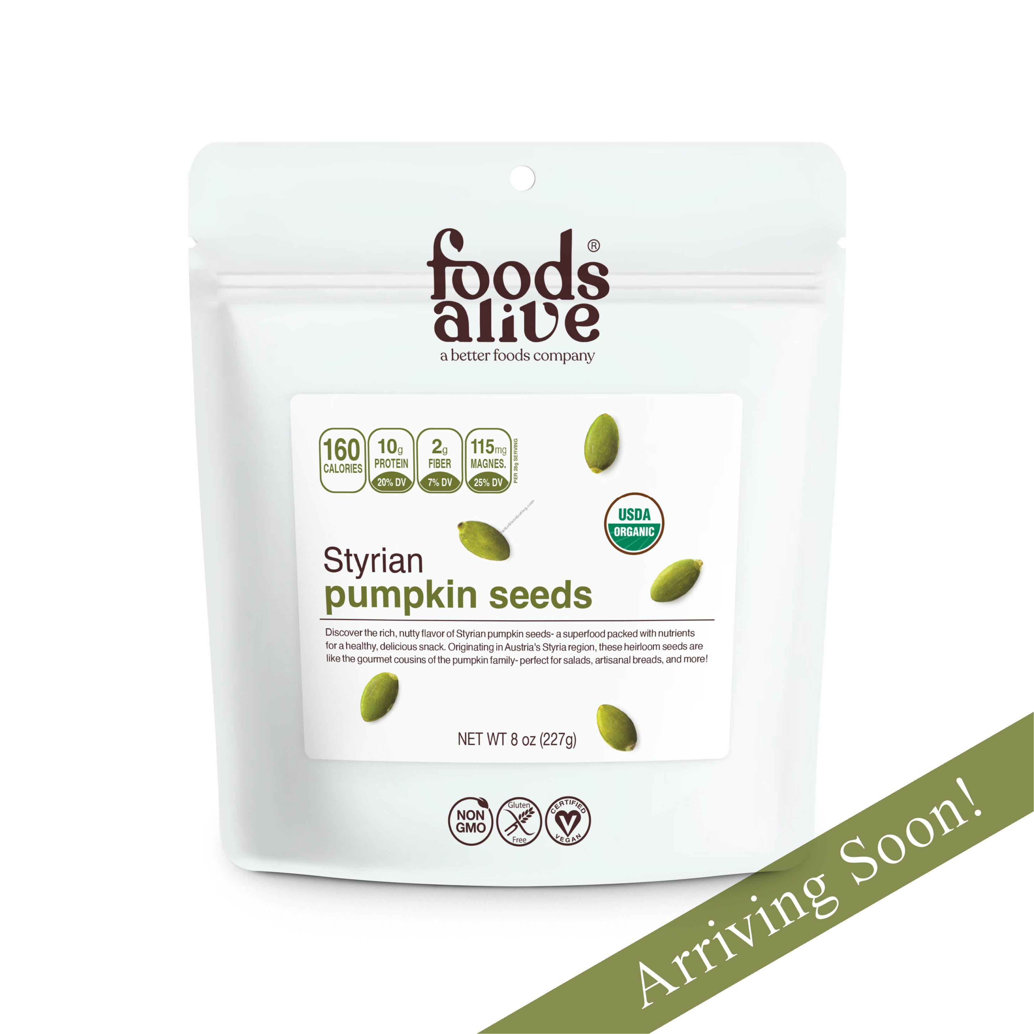 Product Image:&nbsp;Organic Styrian Pumpkin Seeds USA Grown